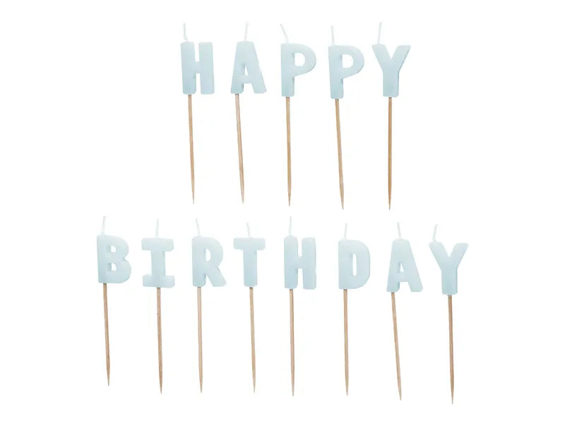 Happy Birthday Kerzen hellblau