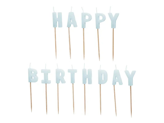 Happy Birthday Kerzen hellblau