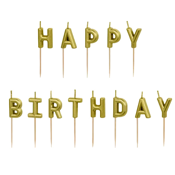 Happy Birthday Kerzen gold
