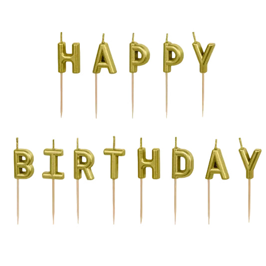 Happy Birthday Kerzen gold