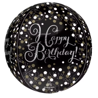 Orbz Happy Birthday Glitter Black