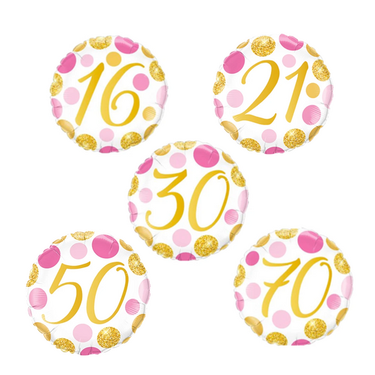 Number Dots Pink and Gold