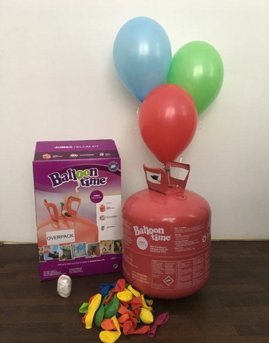 Helium Ballongas Set mit 30 Luftballons und Bänder Balloon Time Farbe nach Wahl 